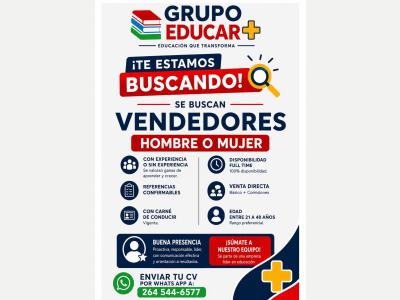 Grupo Educar busca vendedores 
